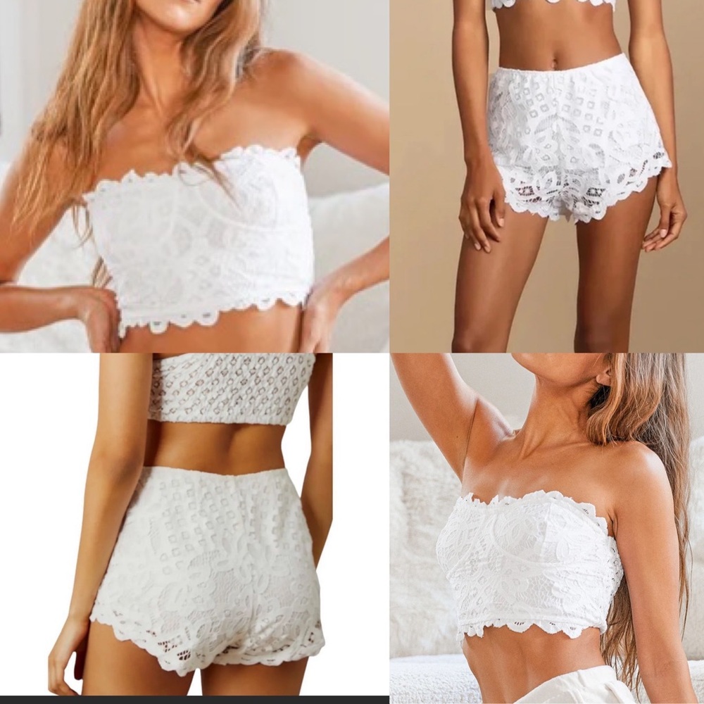 NWT Free People Adella Lace Shorts and Corset Top Set Size Small